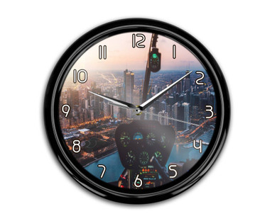 Amazing City View from Helicopter Cockpit Printed Wall Clocks