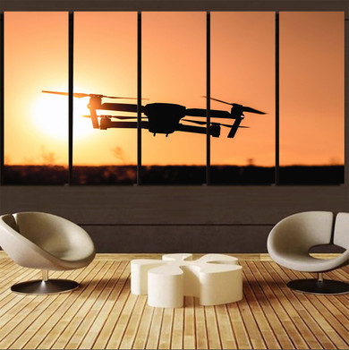 Amazing Drone in Sunset Printed Canvas Prints (5 Pieces)