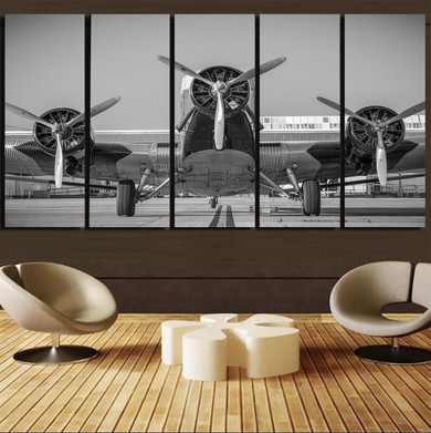 Face to Face to 3 Engine Old Airplane Printed Canvas Prints (5 Pieces)