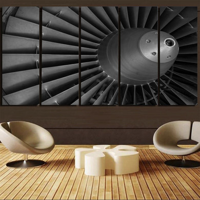 Super View of Jet Engine Printed Canvas Prints (5 Pieces)