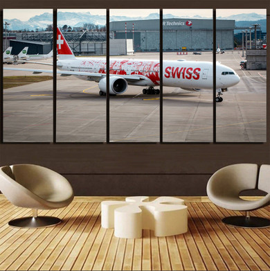 Swiss Airlines Boeing 777 Printed Canvas Prints (5 Pieces)