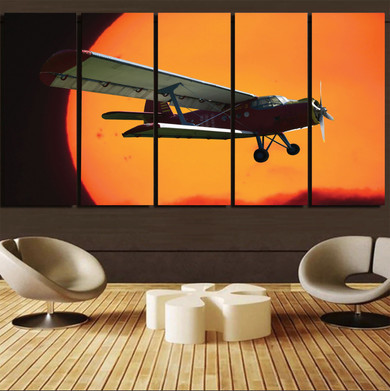 Amazing Antonov-2 With Sunset Printed Canvas Prints (5 Pieces)