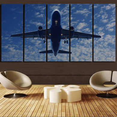Airplane From Below Printed Canvas Prints (5 Pieces)