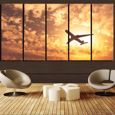Plane Passing By Printed Canvas Prints (5 Pieces)