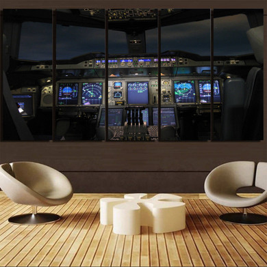 Airbus A380 Cockpit Printed Canvas Prints (5 Pieces)