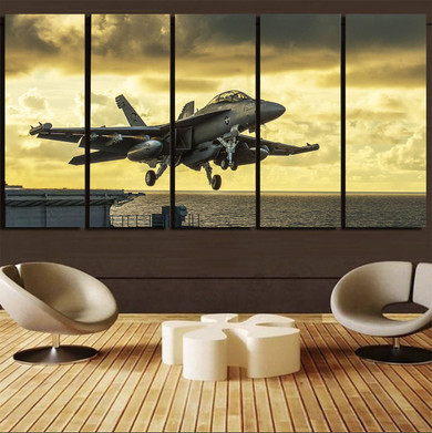 Departing Jet Aircraft Printed Canvas Prints (5 Pieces)
