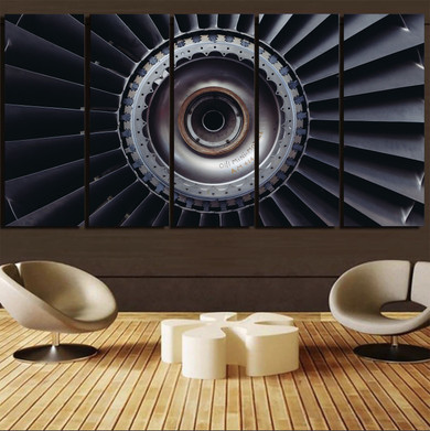 Real Jet Engine Printed Canvas Prints (5 Pieces)