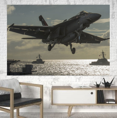 Deparing Jet from Sea Base Printed Canvas Posters (1 Piece)
