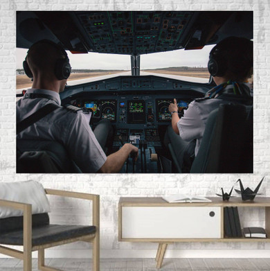 Departing Aircraft's Cockpit Printed Canvas Posters (1 Piece)
