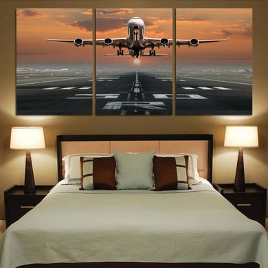 Aircraft Departing from RW30 Printed Canvas Posters (3 Pieces)