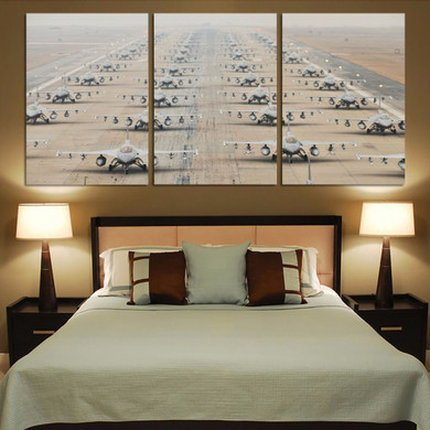 Military Jets Printed Canvas Posters (3 Pieces)