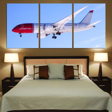 Norwegian Boeing 787 Printed Canvas Posters (3 Pieces)