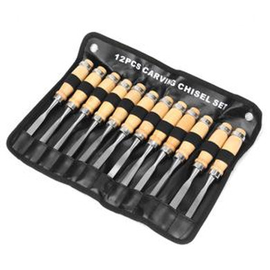12pcs Wood Carving Hand Chisel Tool Set Professional Wood Working Gouges Steel