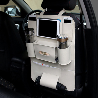 Multi-functional PU Leather Car Back Seat Storage Bag Multi Pocket Phone Cup Holder Organizer