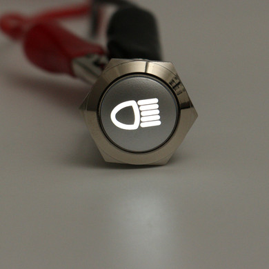 12V 19mm Silver Metal LED Push Button ON OFF Latching Switch Light Symbol