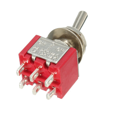 5pcs Red Toggle Switch DPDT On-Off-On 6 PINs 3 Position 5A 120Vac /2A 250Vac