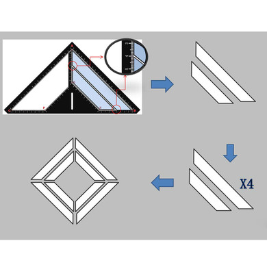 Drillpro Triangle Ruler Multifunction Floor Drain Angle Ruler Pattern Tile Ruler Stainless Steel Measuring Tool