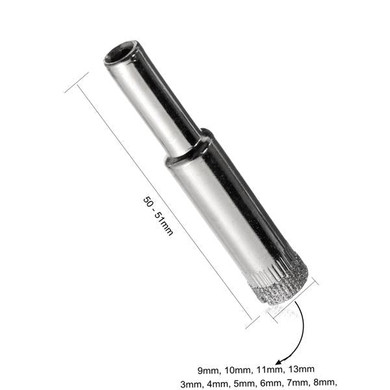 Drillpro DB-HS3 10pcs Diamond Hole Saw Drill Bit Set 3mm-13mm Tile Ceramic Glass Porcelain Marble Hole Saw