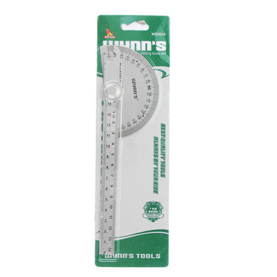 Wynns W0262A 90X150MM 180 Degree Stainless Steel Protractor Round Angle Ruler Tool