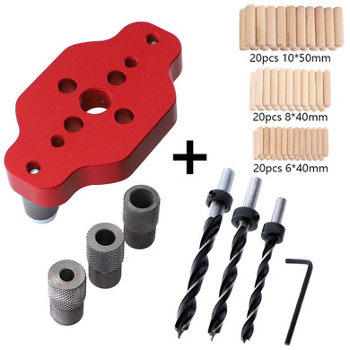 Drillpro Aluminium Alloy Woodworking Self Centering Dowel Jig 6/8/10mm Straight Hole Locator Puncher