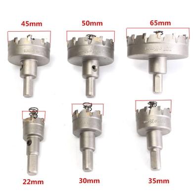 6pcs 22 to 65mm Carbide Drill Bits Hole Saw Cutter