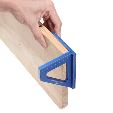 ES-5 Aluminum Alloy Multifunction Woodworking Scribing Ruler 3D Miter Angle Marking T Ruler Square Layout 45/90 Degree Measuring Ruler (Blue)