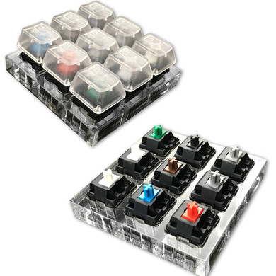 9X Switches ACRYLIC Keyboard Tester Kit Clear Keycaps Sampler For Cherry MX Switch