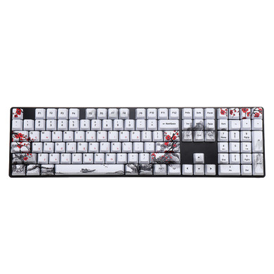 MechZone 110 Keys Plum Blossom Keycap Set OEM Profile PBT Sublimation Keycaps for GH60 IKBC Ducky FILCO 61/87/96/104/108 Keys Mechanical Keyboard