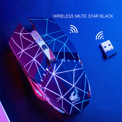 Free Wolf X11 Wireless Gaming Mouse 2400dpi Rechargeable 7 color Breathing Backlight Gamer Mice for Computer Laptop PC (Black)