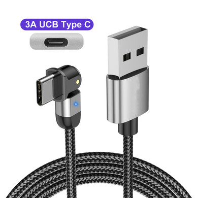 USLION 3A USB Type C Data Cable 180° Rotate LED Indicator Fast Charging For Huawei P30 P40 Pro Mi10 OnePlus 8Pro