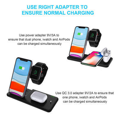 Bakeey 4 in 1 Foldable 15W Qi Fast Wireless Charger Stand Dock Station for Airpods Pro iWatch for iPhone 12 Pro Max for Samsung Galaxy Note S20 ultra for Huawei Mate40