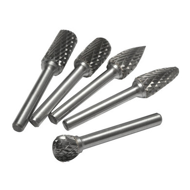 5pcs 6mm Shank Tungsten Carbide Burrs 12mm Head Rotary Cutter Engraving Bits Set