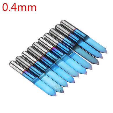 Drillpro 10pcs 0.1/0.2/0.3/0.4mm 60 Degree Engraving Bit Flat Bottom PCB Engraving Bit Blue NANO Coated Carbide CNC Router Tool