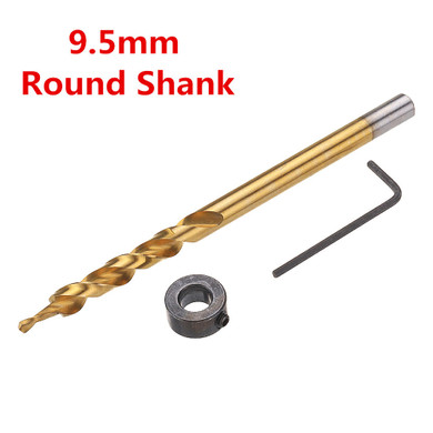 Drillpro 9.5mm Twist Step Drill Bit 3/8" Round/Hex Shank Drill for Woodworking Pocket Hole Jig