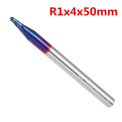 Drillpro R0.5-R3 2 Flutes Tungsten Carbide End Mill HRC65 NACO Coated Ball Nose Milling Cutter