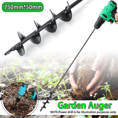 750×50mm Earth Auger Spiral Drill Bit Post Hole Digger Home Garden Auger Drill