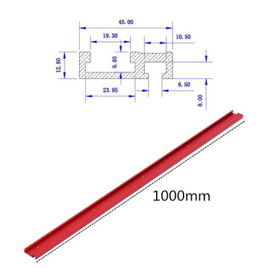 Machifit 1000mm Red Aluminum Alloy T-track Woodworking 45x12.8mm T-slot Miter Track