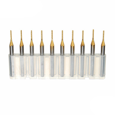 Drillpro DB-P4 10pcs 1.0mm Carbide PCB Bits 1/8 Inch Shank Titanium Coated End Mill Engraving Bits