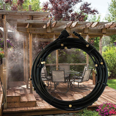 Black 6-18M Outdoor Mist Coolant System Misting Cooling Kit for Greenhouse Garden Patio Watering Irrigation System