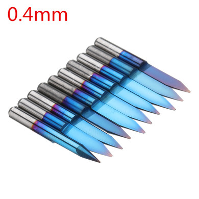 Drillpro 10pcs 0.1-1.5mm 30 Degree PCB Engraving Bit Blue Nano Coated Carbide CNC Flat Bottom Engraving Bit Router Tool