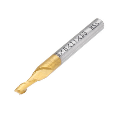 Drillpro 5pcs 2 Flute 2/3/4/5/6mm Milling Cutter HSS Titanium Coated 6mm Shank End Mill CNC Tool