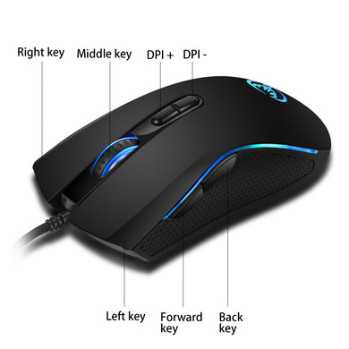 HXSJ A869 3200DPI 7 Buttons Mice 7 Colors LED Optical USB Wired Mouse Optical Gaming Mouse