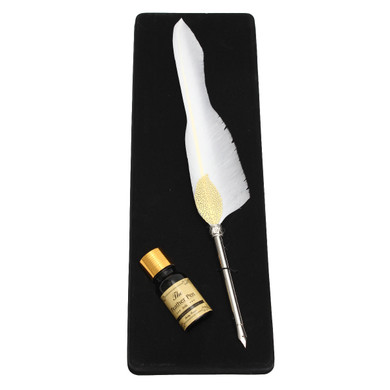 Antique Pure Goose Feather Quill Dip Pen and Ink Set Stationery Gift Box