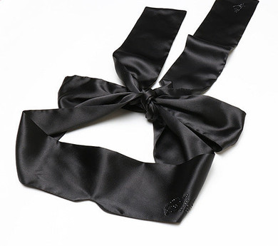 Sleeping Eye Mask Blindfold Mask Black Satin Bundled Hands (Black)