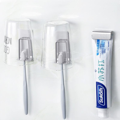 Wall Mounted Tooth Brush Holder & Cup Holder Silver Stainless Steel