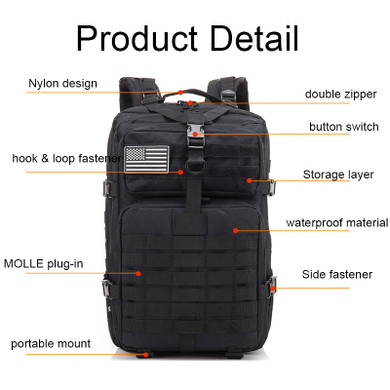 45L Tactical Army Military 3D Molle Assault Rucksack Backpack Outdoor Hiking Camping Traveling Bag