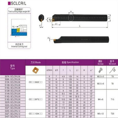 4pcs S07K/S08K/S10K/S12M-SCLCR06 CNC Lathe Boring Bar Turning Tool Holder with 4pcs T8 Wrenches