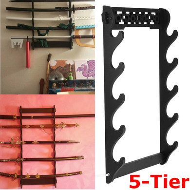 5 Tiers Wall Hanging Decor Samurai S word Holder Katana Holder Stand Hanger Frame Bracket Rack