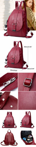 Leather Backpack Travel Camping Shoulder Bag Waterproof Cross body Bag School Bag Handbag