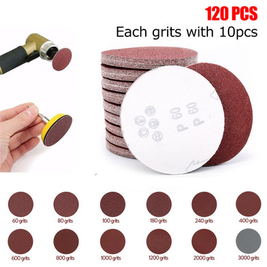 120Pcs 50mm SandPaper Backing Pad Sandind Disc Polishing Set Abrasive Cleaning Tools